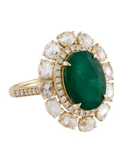 Pre-owned Ring 14k Emerald & Diamond  In Multicolor