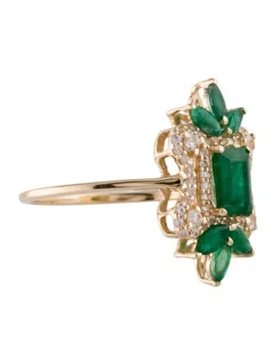 Pre-owned Ring 14k Emerald & Sapphire Cocktail  In Multi
