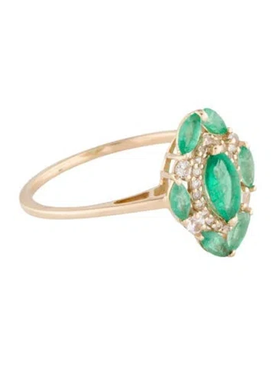 Pre-owned Ring 14k Emerald & Sapphire Cocktail  In Multi