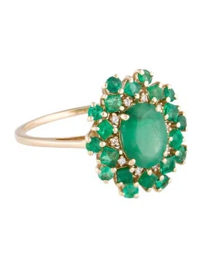 Pre-owned Ring 14k Emerald & Sapphire Cocktail  In Multi