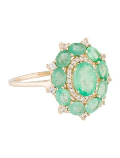 Pre-owned Ring 14k Emerald & Sapphire Cocktail  In Multi