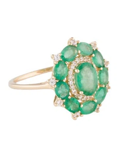 Pre-owned Ring 14k Emerald & Sapphire Cocktail  In Multi