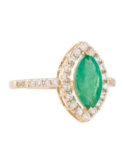 Pre-owned Ring 14k Emerald & Sapphire Cocktail  In Multi