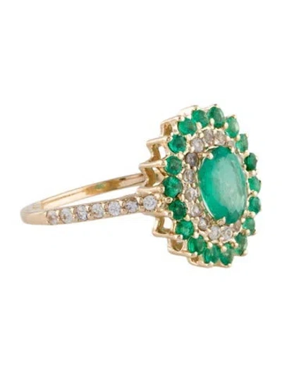 Pre-owned Ring 14k Emerald & Sapphire Cocktail  In Multi