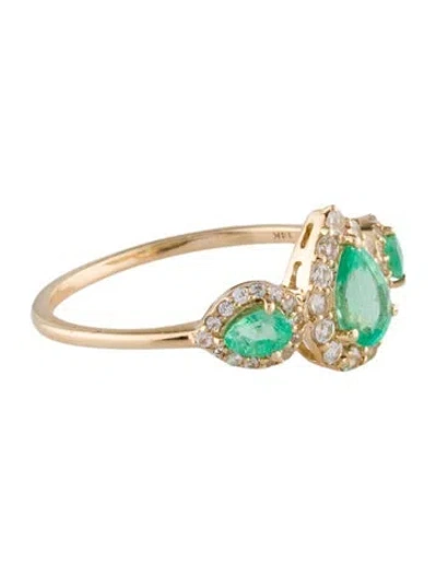 Pre-owned Ring 14k Emerald & Sapphire Cocktail  In Multi