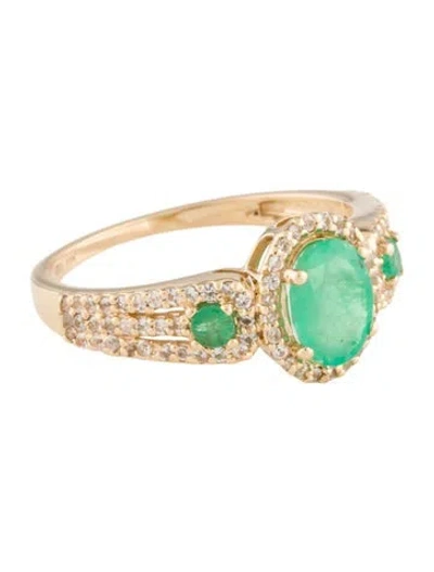 Pre-owned Ring 14k Emerald & Sapphire Cocktail  In Multi