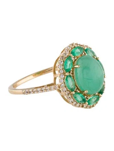 Pre-owned Ring 14k Emerald & Sapphire Cocktail  In Multi