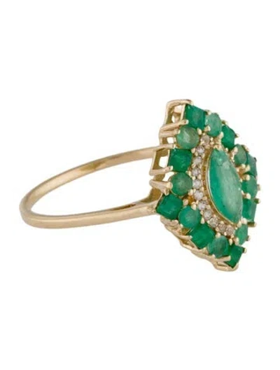Pre-owned Ring 14k Emerald & Sapphire Cocktail  In Multi