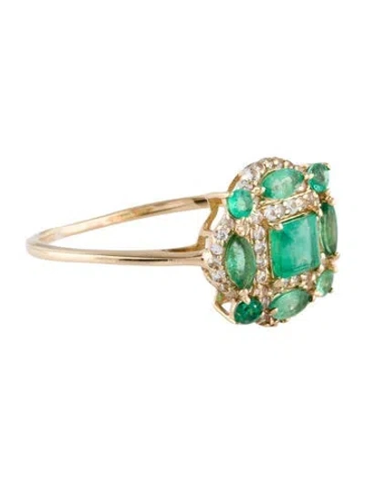 Pre-owned Ring 14k Emerald & Sapphire Cocktail  In Multi