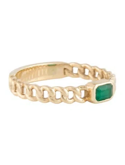 Pre-owned Ring 14k Emerald Chain Link Band In Multicolor