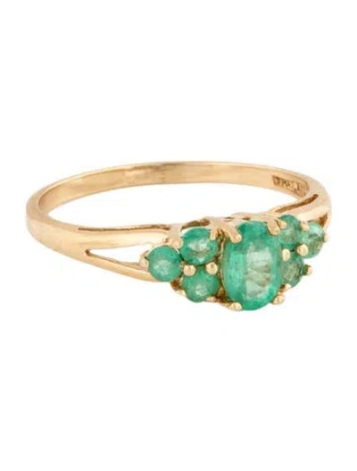 Pre-owned Ring 14k Emerald Cocktail  In Green