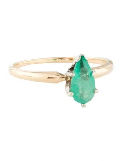 Pre-owned Ring 14k Emerald Cocktail  In Multi