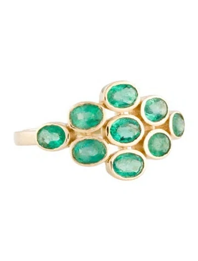 Pre-owned Ring 14k Emerald Cocktail  In Multi