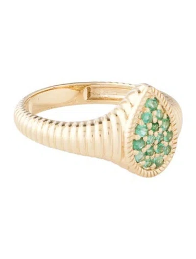 Pre-owned Ring 14k Emerald Signet  In Multicolor