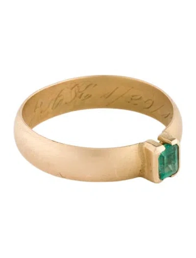 Pre-owned Ring 14k Emerald Solitaire  In Multi