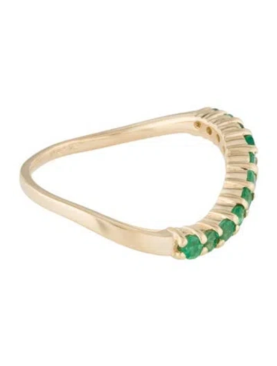 Pre-owned Ring 14k Emerald Wavy Band In Multi