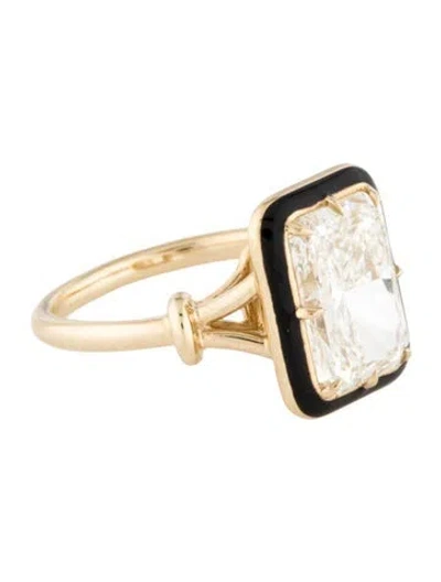 Pre-owned Ring 14k Enamel & 4.11ct Lab-grown Diamond Cocktail  In Multi