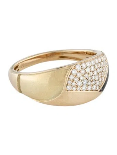 Pre-owned Ring 14k Enamel & Diamond Pavé  In Black