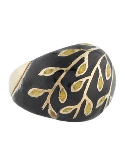 Pre-owned Ring 14k Enamel Dome Cocktail  In Multi