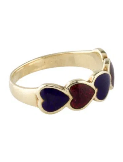 Pre-owned Ring 14k Enamel Heart  In Multi