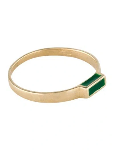 Pre-owned Ring 14k Enamel  In Green