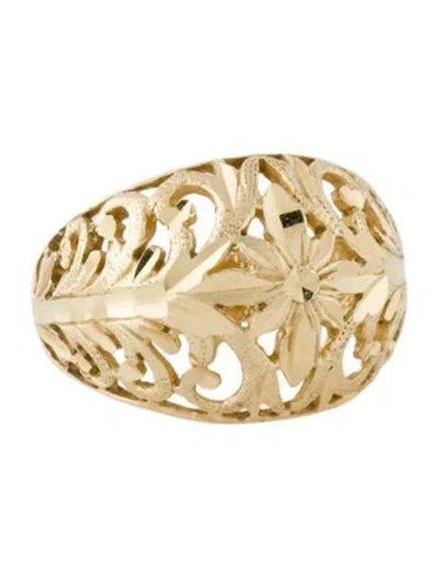 Pre-owned Ring 14k Engraved Dome  In Multi
