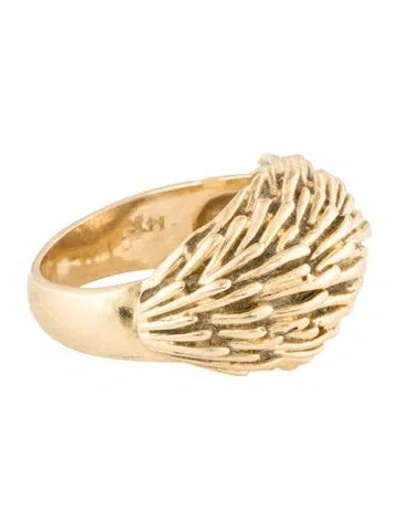 Pre-owned Ring 14k Feather Dome Cocktail  In Multi