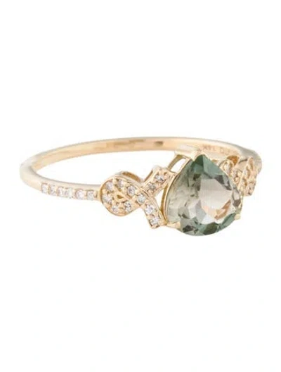 Pre-owned Ring 14k Feldspar & Diamond Cocktail  In Multi
