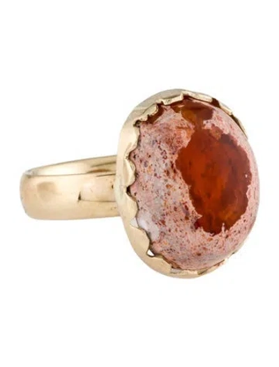 Pre-owned Ring 14k Fire Opal Cocktail  In Multi