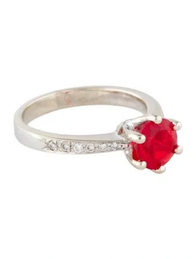 Pre-owned Ring 14k Fire-opal & Diamond Cocktail  In Multi