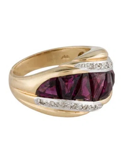 Pre-owned Ring 14k Garnet & Diamond Band In Multi