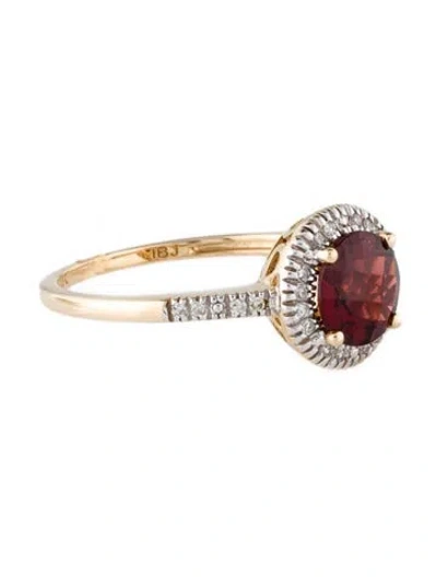 Pre-owned Ring 14k Garnet & Diamond Cocktail  In Multi
