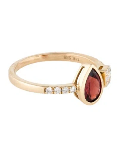 Pre-owned Ring 14k Garnet & Diamond Cocktail  In Multi