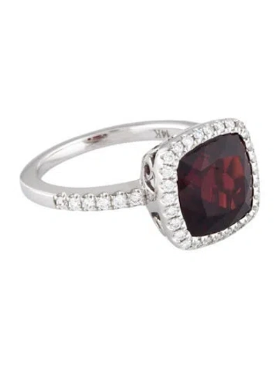 Pre-owned Ring 14k Garnet & Diamond Cocktail  In Multi