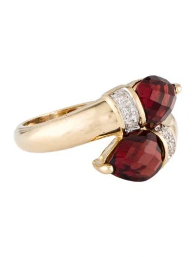 Pre-owned Ring 14k Garnet & Diamond Cocktail  In Multi
