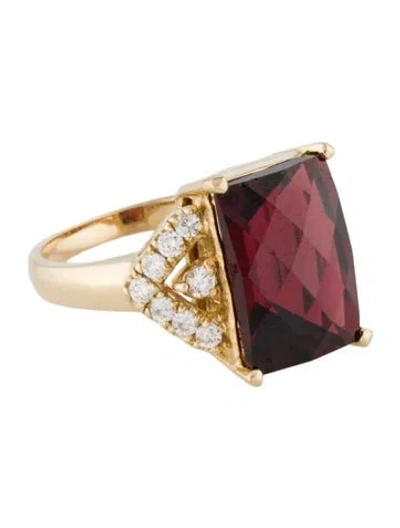 Pre-owned Ring 14k Garnet & Diamond Cocktail  In Multi