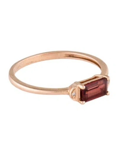 Pre-owned Ring 14k Garnet & Diamond Cocktail  In Multi