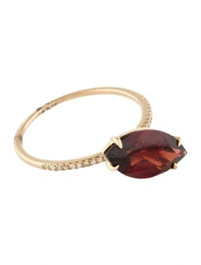 Pre-owned Ring 14k Garnet & Diamond Cocktail  In Multi