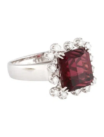 Pre-owned Ring 14k Garnet & Diamond Cocktail  In Multi
