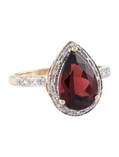 Pre-owned Ring 14k Garnet & Diamond Cocktail  In Multi