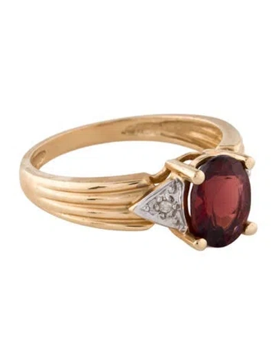 Pre-owned Ring 14k Garnet & Diamond Cocktail  In Multi