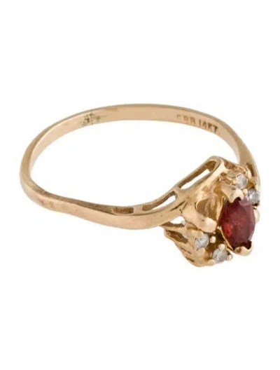 Pre-owned Ring 14k Garnet & Diamond Cocktail  In Multi