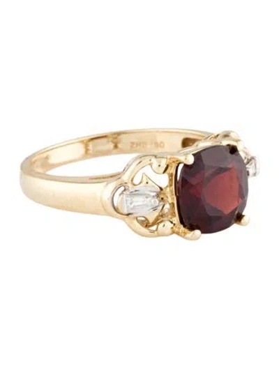 Pre-owned Ring 14k Garnet & Diamond Cocktail  In Multicolor