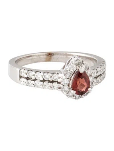 Pre-owned Ring 14k Garnet & Diamond Cocktail  In Multicolor