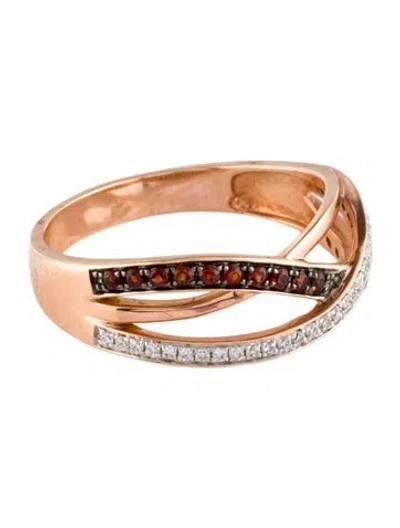 Pre-owned Ring 14k Garnet & Diamond Crossover Band In Multi