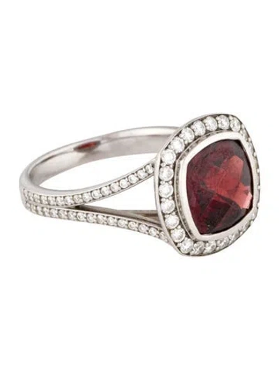 Pre-owned Ring 14k Garnet & Lab-grown Diamond Cocktail  In Multi