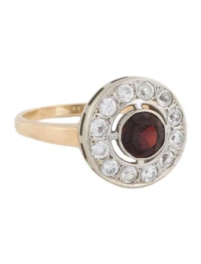 Pre-owned Ring 14k Garnet & Zircon Cocktail  In Multi