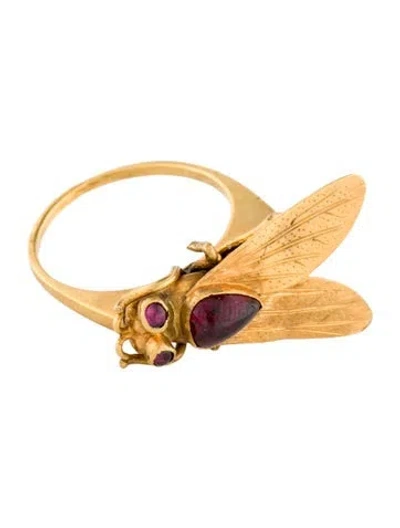 Pre-owned Ring 14k Garnet Fly Cocktail  In Multi