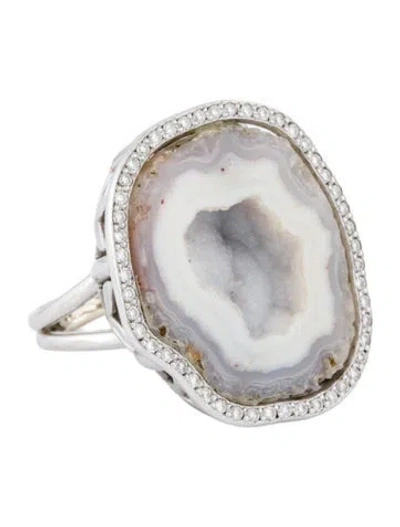 Pre-owned Ring 14k Geode & Diamond Cocktail  In Multi