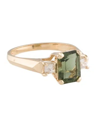 Pre-owned Ring 14k Glass & Sapphire Cocktail  In Multi